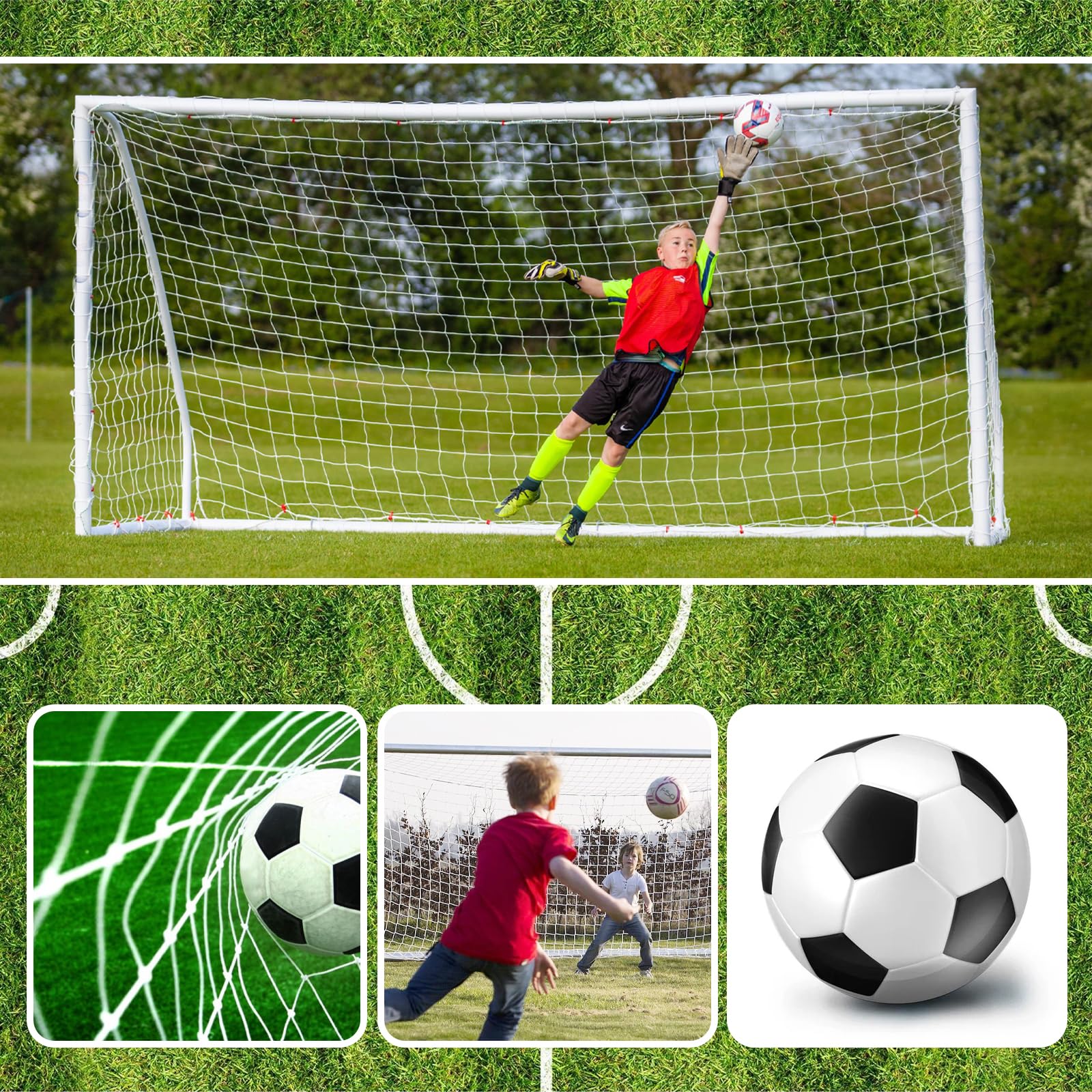BORDSTRACT Rete da Calcio, Rete di Ricambio per Calcio Reti da Allenamento in Polietilene a Grandezza Naturale Rete da Calcio per Porte da Calcio 10x7ft 18x7ft 24x8ft