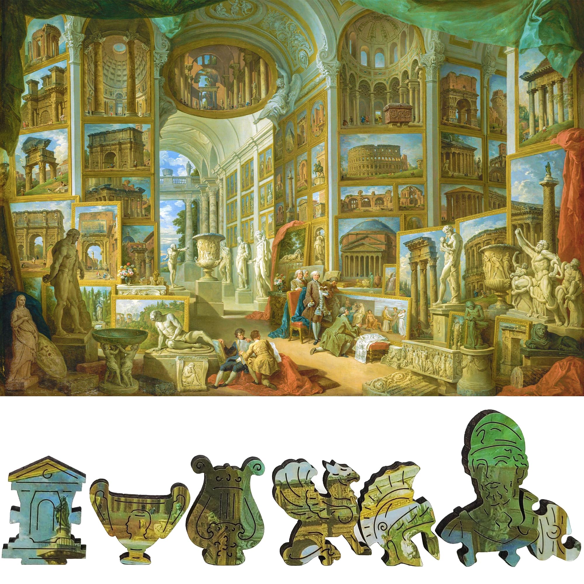Wooden Puzzle for Adults - Uniquely Shaped Pieces - Made in The USA by FoxSmartBox - 430 Pieces - Views of Ancient Rome
