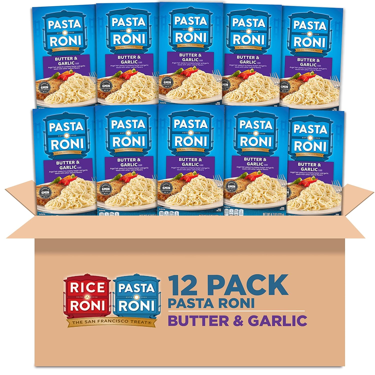Pasta Roni, Butter & Garlic Angel Hair, 4.7oz Boxes (12
