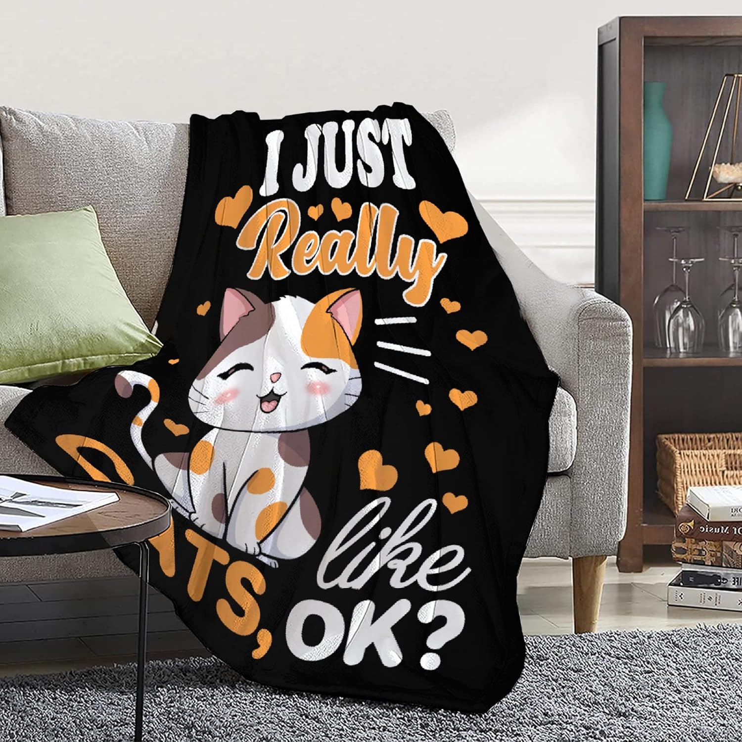 Cats Blanket Gift for Cat Lovers-40x50 Inches Soft Flannel Blankets Cute Cats Pattern Cozy Throws, Kawaii Kitten Cats Blanket for Kids Women Girls Boys Couch Bedroom Camping Travel