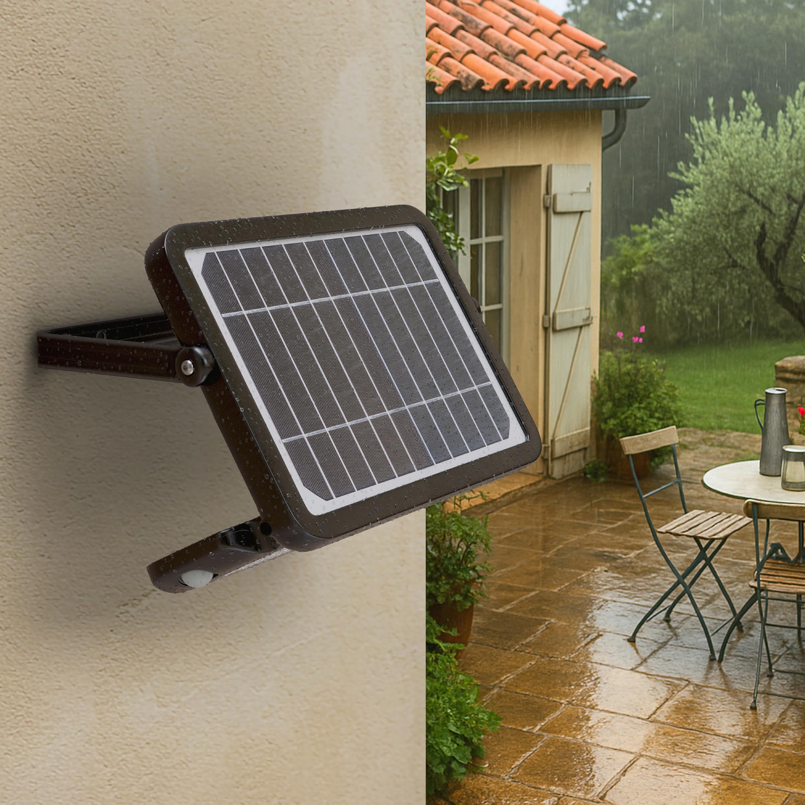 Luceco Proiettore LED per Esterni a Energia Solare con Sensore di Movimento PIR, Luce di Sicurezza, Illuminazione per Esterni, Regolabile, Guardian, Nero, IP65, 10W, 1080lm, 4000K, LEXSF11B40