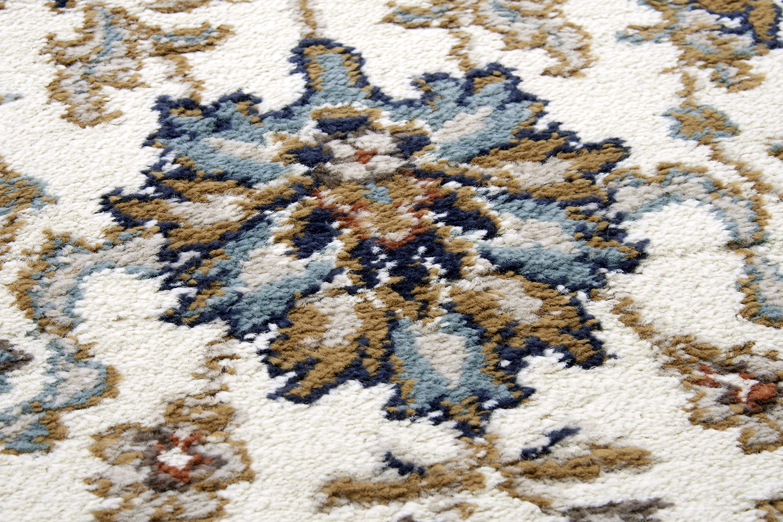 HANSE Home Saraceni Tapis Oriental Classique tissé serré avec Ornements et Motifs Floraux à Poils Courts Doux pour Chambre à Coucher, Salle à Manger, Salon, Couloir - Crème - 80 x 240 cm