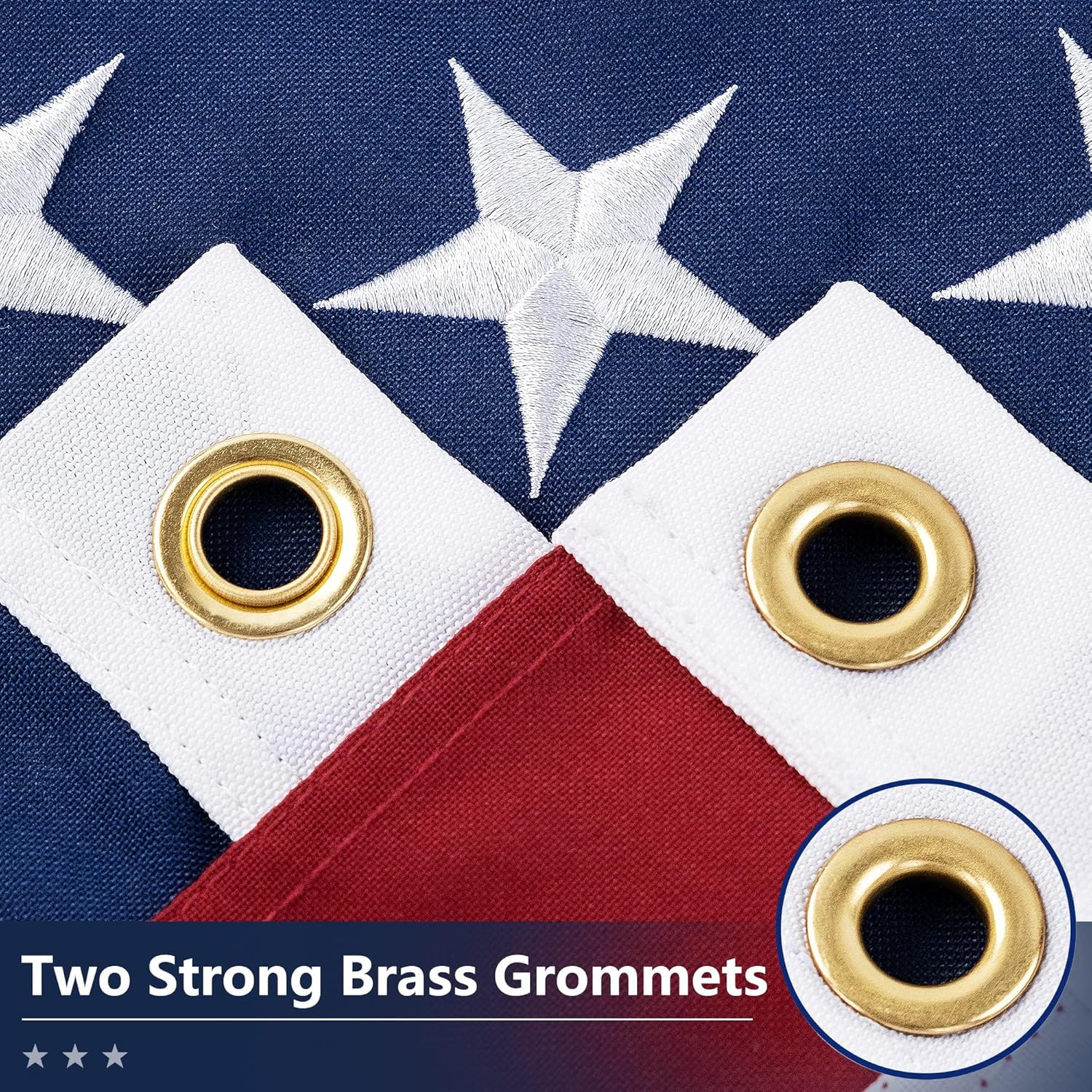 American Flag for Outside 8x12 Ft - TearProof Series Outdoor Use US Flags - Long Lasting, Fade Resistant - Thick Spun Polyester USA Banner - High Wind United States Flag - Embroidered Stars, Sewn Stripes, Brass Grommets - Image 2