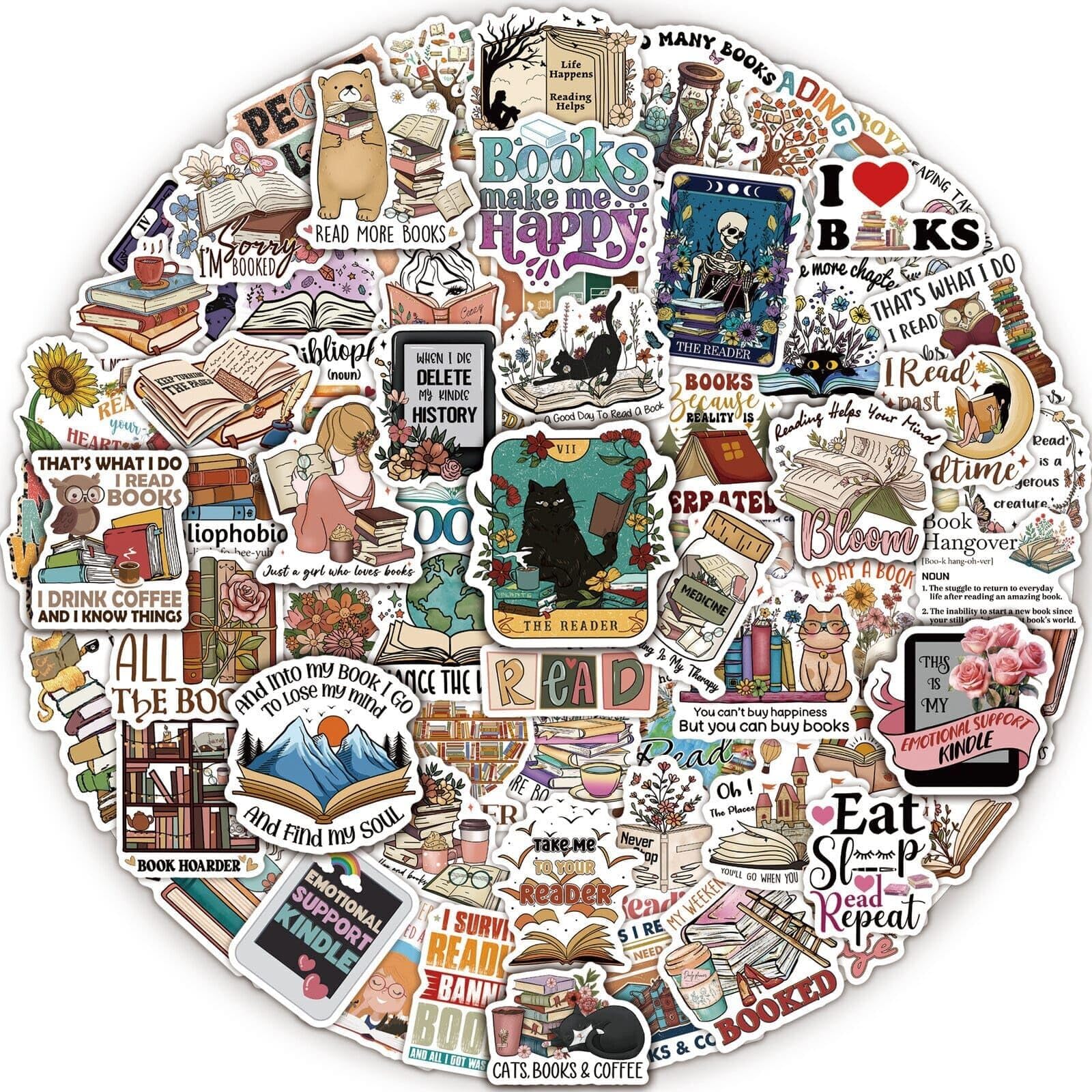 MiStar 110 PCS Book Stickers for Kindle, Bookish Reading Literary Quote Lover for Water Bottles Phone Case Laptops Gifts Decal Decor for Teens Women Adults Bookworm Readers