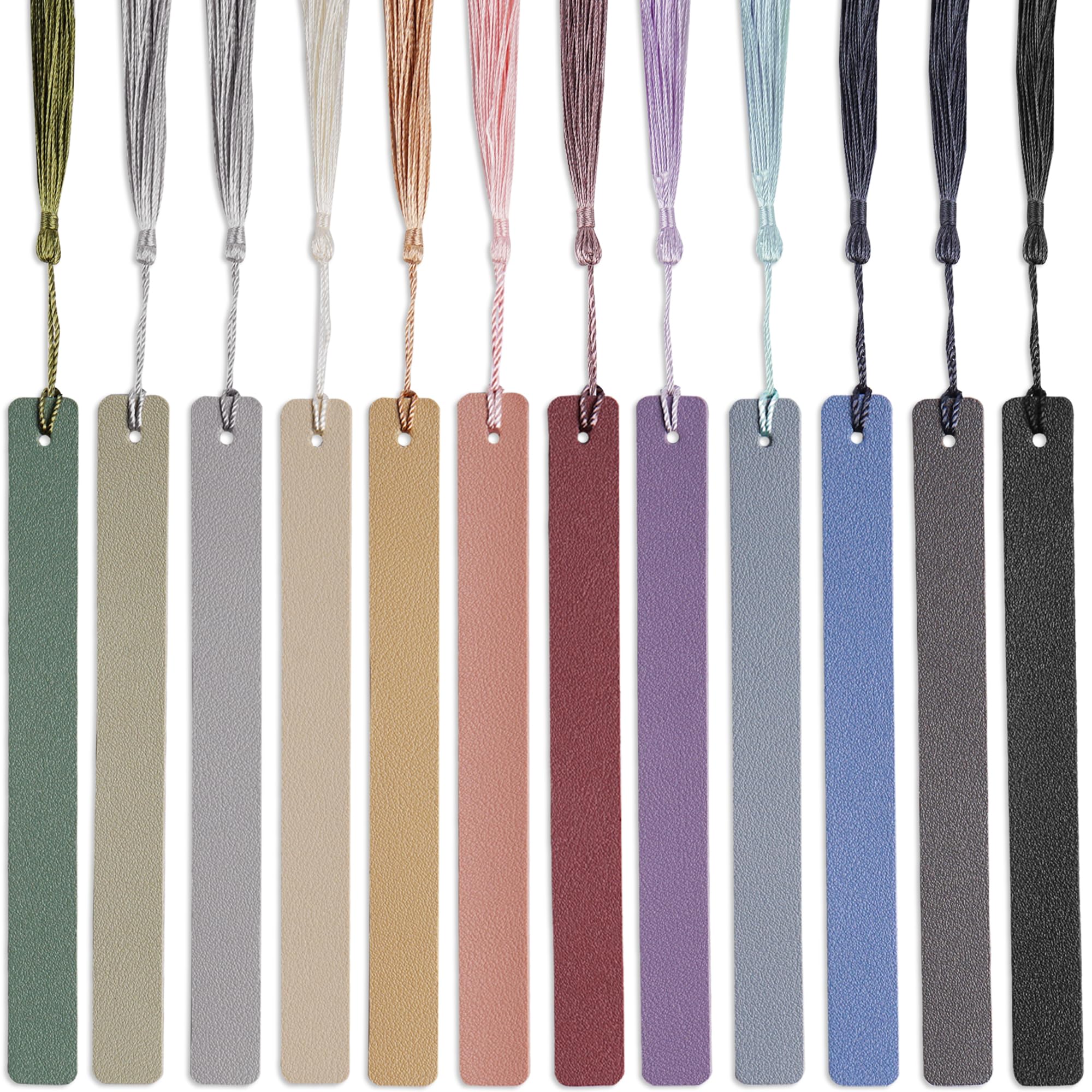 Czzmy 12 Pcs Pastel Leather Bookmarks Colorful for Women Students Teachers Book Lovers Reading Supplies(12colors1) — image 1