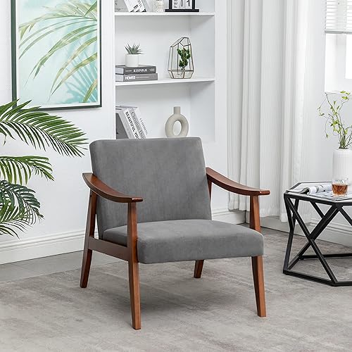 Miniatura 4 de Silla decorativa con tapicería de terciopelo y marco de madera maciza, muebles de sala de estar clásicos de mediados de siglo para asientos