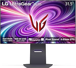 LG 32GS95UE 32-inch Ultragear OLED Dual Mode Gaming Monitor 4K UHD 1440p 240Hz 0.03ms AMD FreeSync Premium Pro NVIDIA G-Sync HDMI 2.1 DisplayPort Tilt/Height/Swivel Stand Black