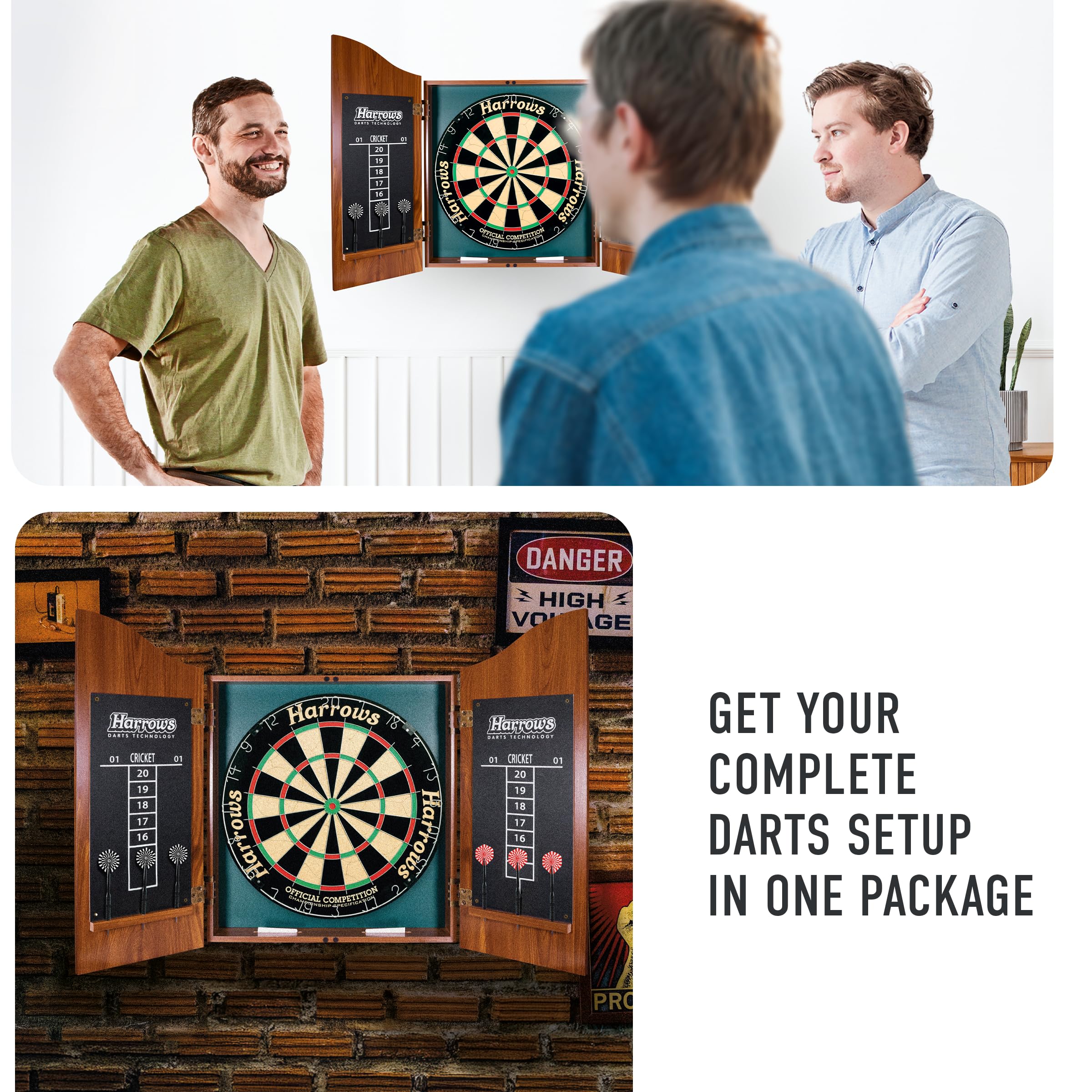 Harrows pro's choice kit fléchettes avec cible de 45 cm avec armoire et 6 fléchettes