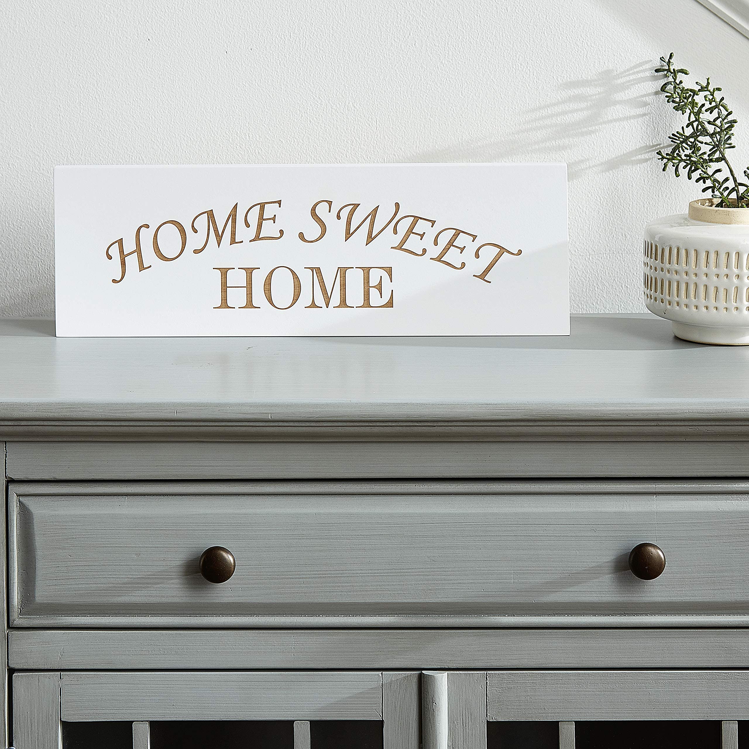 Carol's Inspirations Home Sweet Home Decor Sign | Farmhouse Style Engraved Wooden Wall Art | Hanging Wood Plaque for Living Room, Bedroom, Kitchen | Handmade in USA, 18x6 Inches