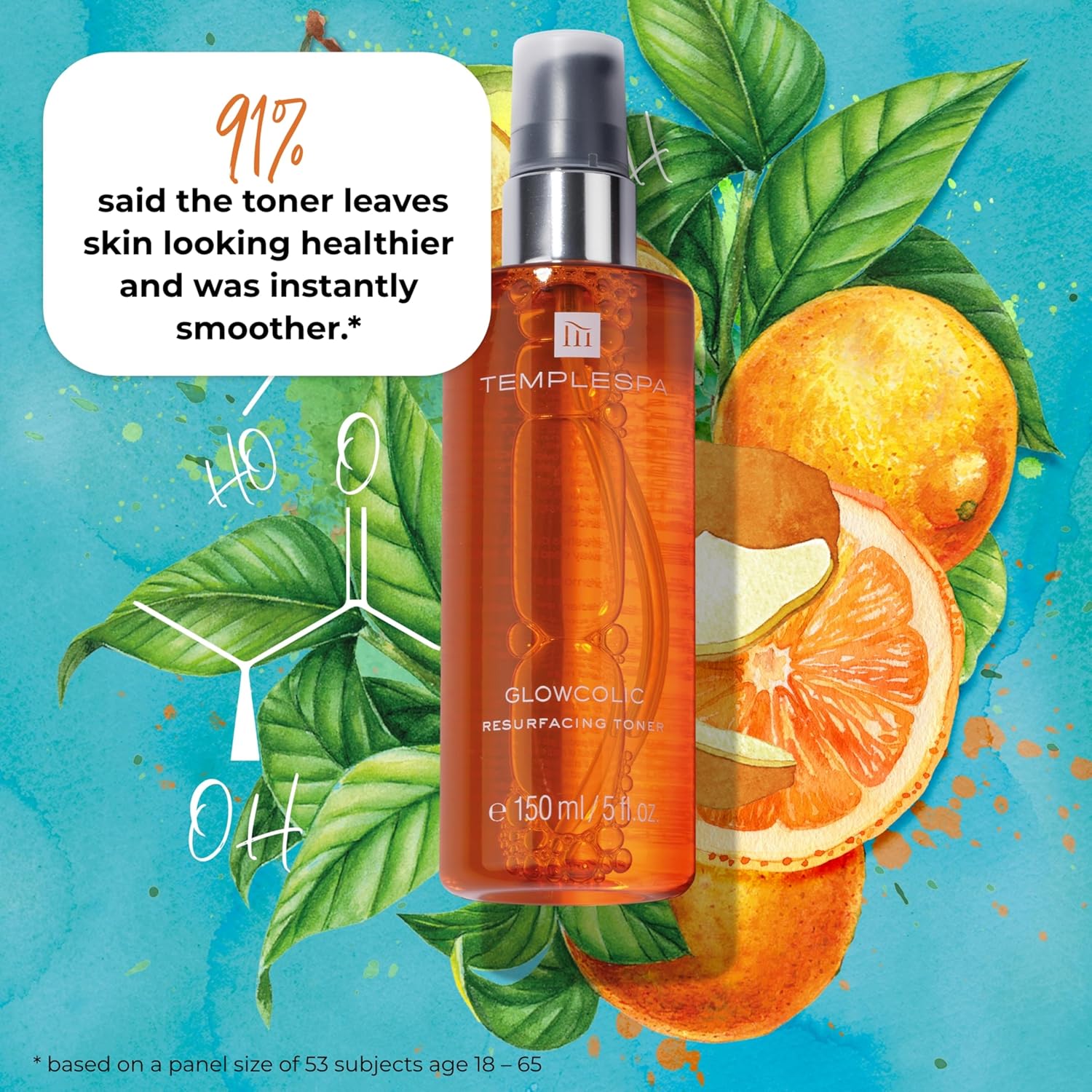 TEMPLESPA | GLOWCOLIC | Exfoliating Toner with Glycolic Acid, Vitamin C and Hyaluronic Acid to Reveal Smooth and Glowing Skin, Natural Ingredients, Cruelty-Free, Vegan, 5.0 fl.oz.