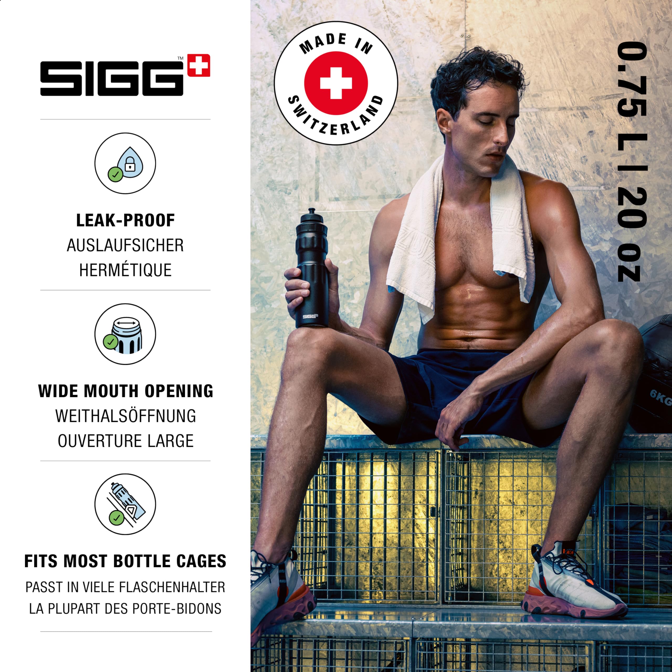 SIGG - Alu Fahrrad Trinkflasche - WMB Sports - Made in Switzerland - 3-Stufen-Sportverschluss - ClimatePartner Zertifiziert - Auslaufsicher - Federleicht - BPA-frei - Sport & Fahrrad Zubehör - 0,75L