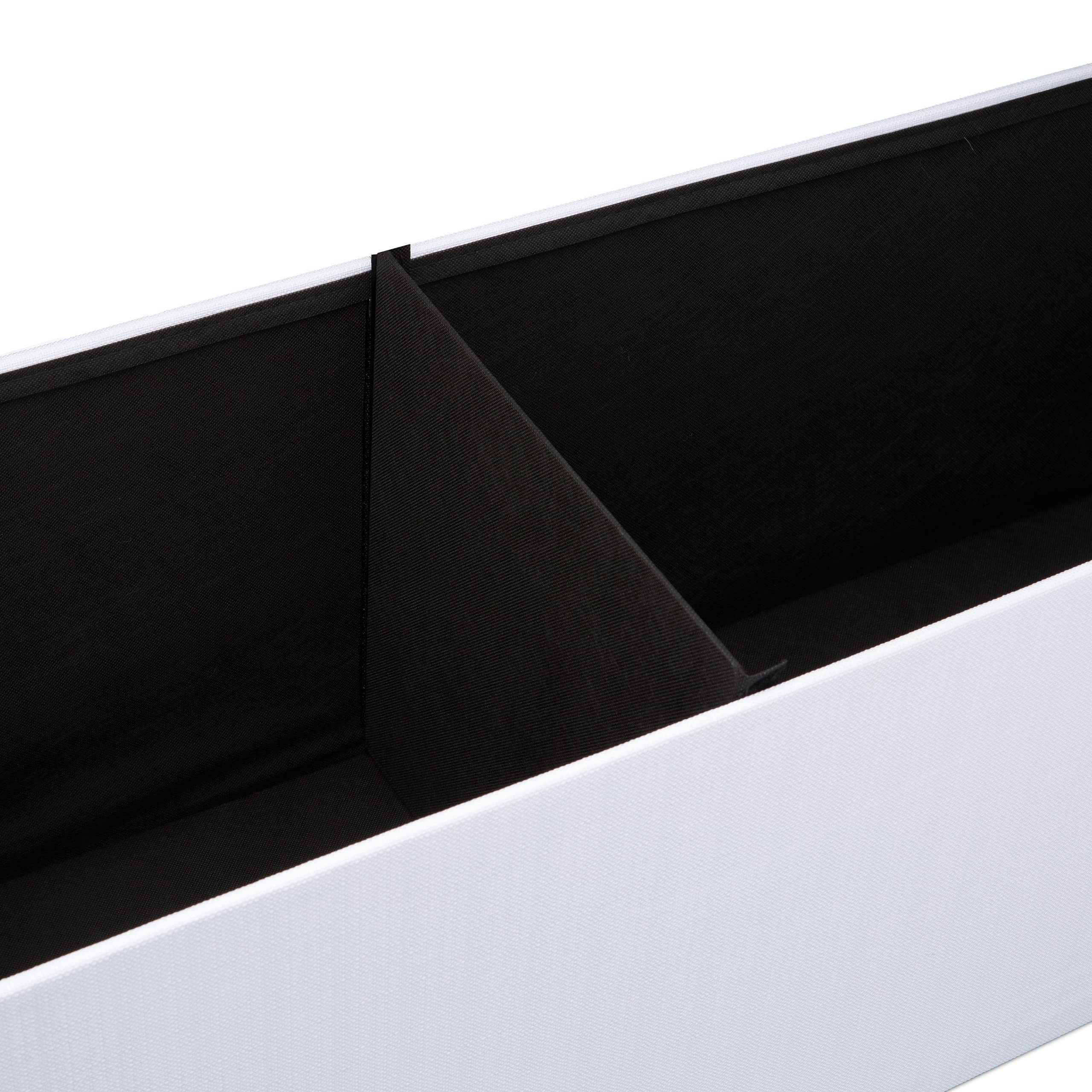 Relaxdays Faltbare Sitzbank XXL, Sitzcube mit Stauraum, Sitzwürfel aus Leinen, mit Deckel, HBT 38 x 114 x 38 cm, weiß