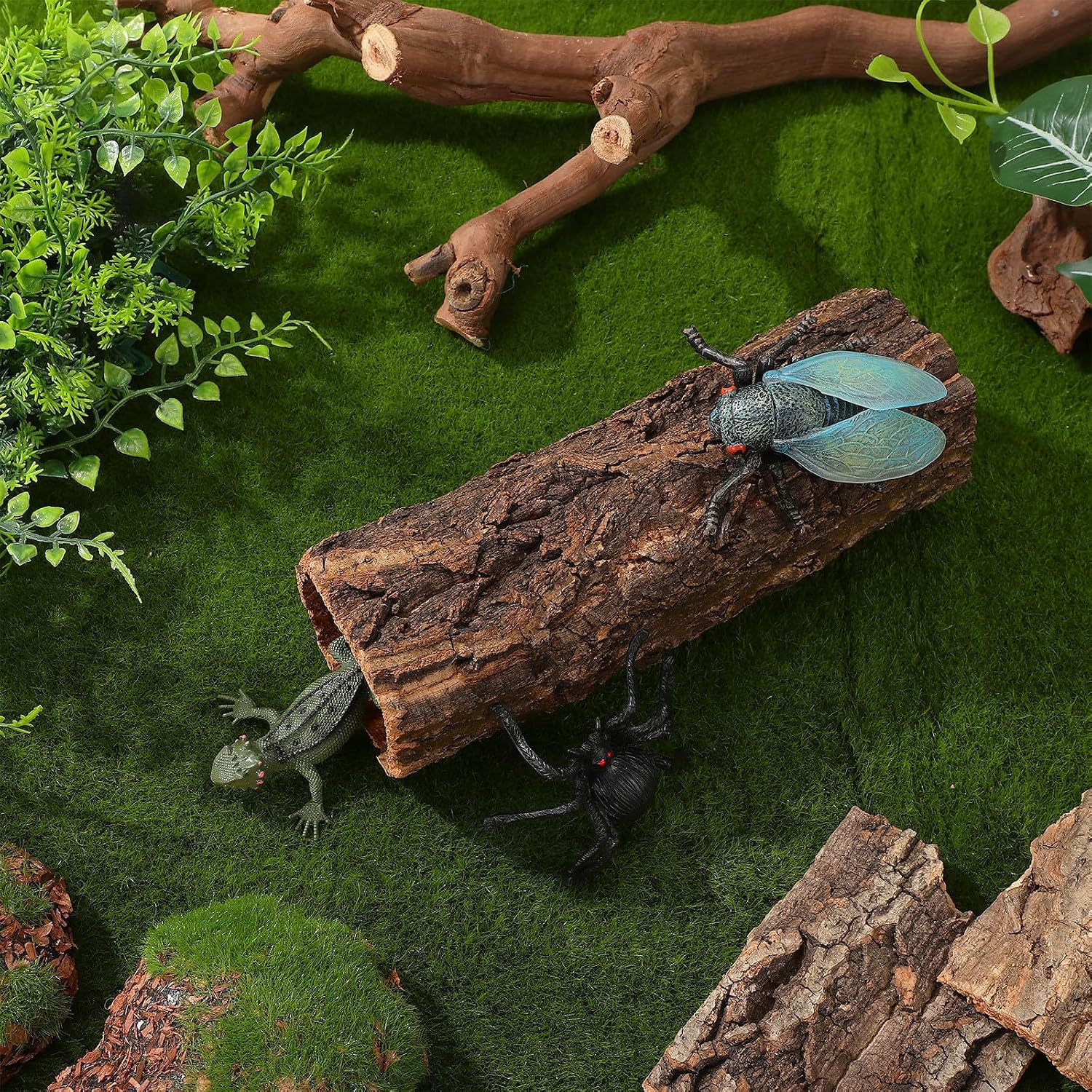 POPETPOP Reptile Hideout Cork Bark: Wood Tree Trunk Climbing Hide Terrarium Decor Shelter Cave for Gecko Lizard Snake Hermit Crab Bearded Dragons Tank Decor, 8. 06 X 3. 14 X 3. 14 Inches