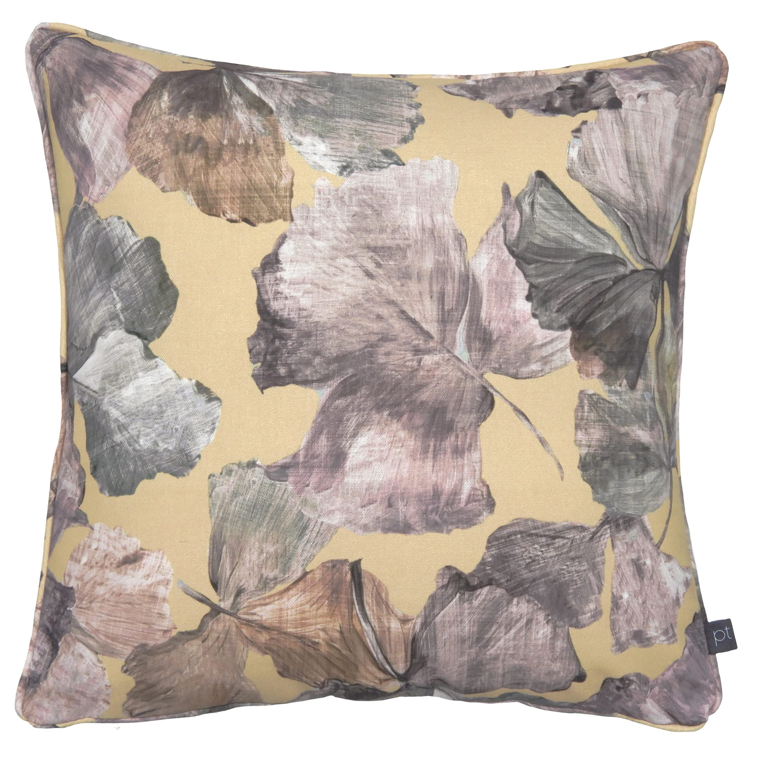 Hanalei Tropical Leaf Cushion - Orange - 43cm x 43cm - Pipe Trimmed