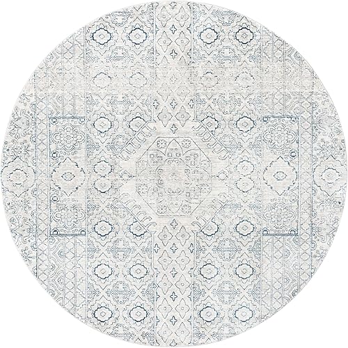 Miniatura 3 de Unique Loom Newport Collection - Alfombra de área - Chepstow (redonda 7' 0" x 7' 0", grismarfil)