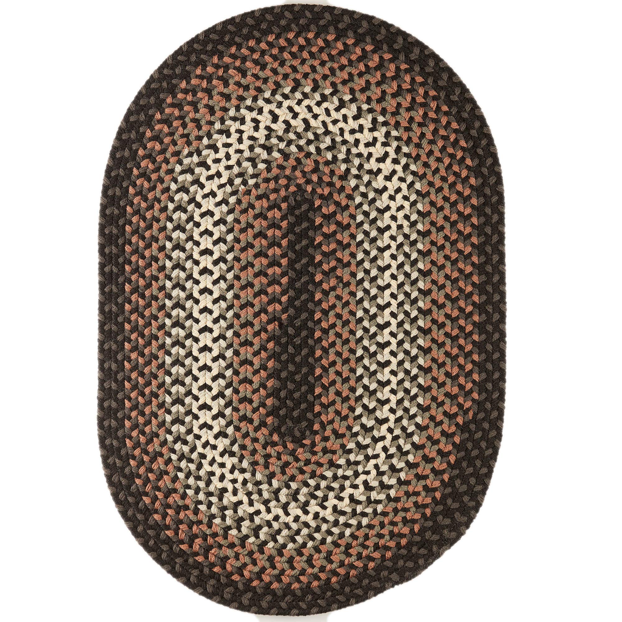Super Area Rugs Braided Rug Pinecrest Indoor/Outdoor Braided Carpet for High Traffic Kitchen, Black Multi, 2' x 3' Oval