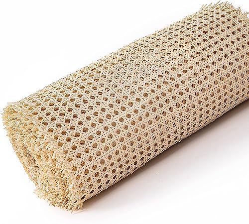 Miniatura 7 de Rollo de correas de caña de ratán natural, malla hexagonal de 5 pies, malla de caña pretejida de 1/2 pulgada, mimbre de tejido abierto para silla