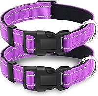 Vista 14 de Paquete de 2 collares reflectantes para perro con hebilla de bloqueo de seguridad, ajustable, suave, transpirable, cómodo, de nailon para perros
