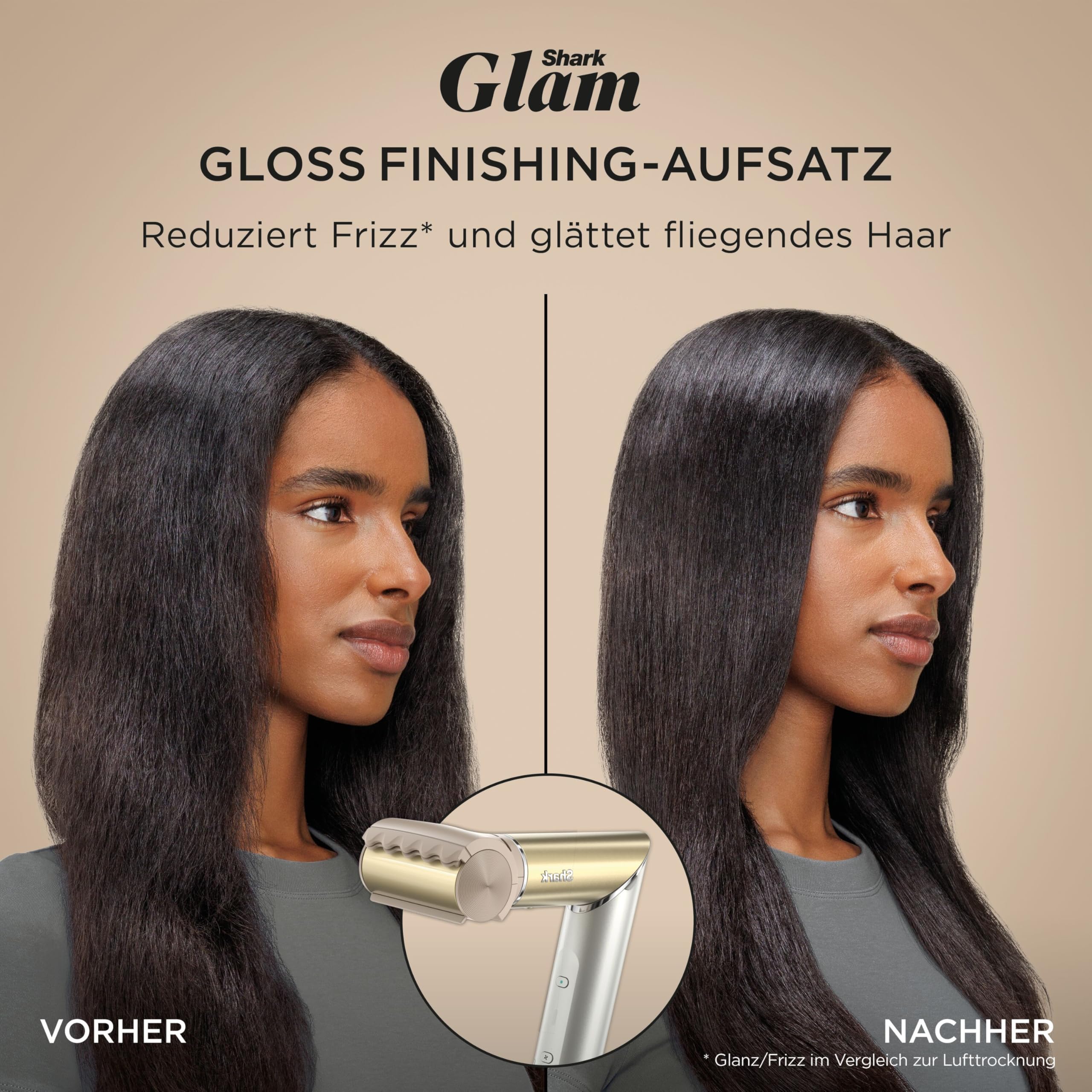 Shark Glam Multistyler Haartrockner mit Keramik Gloss-Lock-Technologie Styling-Aufsätzen Silki Glossi