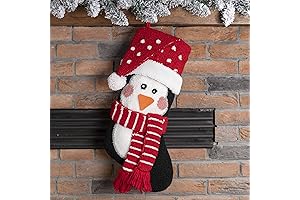 Glitzhome 19" L 3D Penguin Christmas Stocking, the cutest penguin Xmas stocking for your family