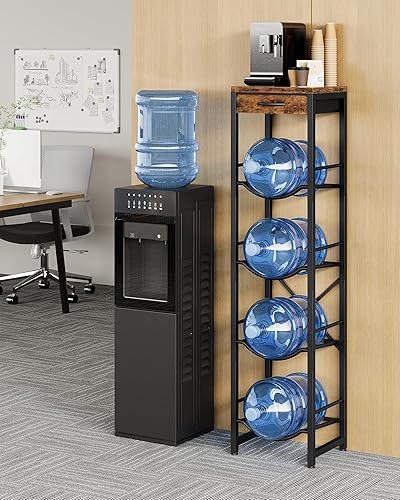 Miniatura 2 de Soporte para jarra de agua de 5 galones, soporte para botella de agua, estante de almacenamiento de 4 niveles con cajón, piezas de repuesto para