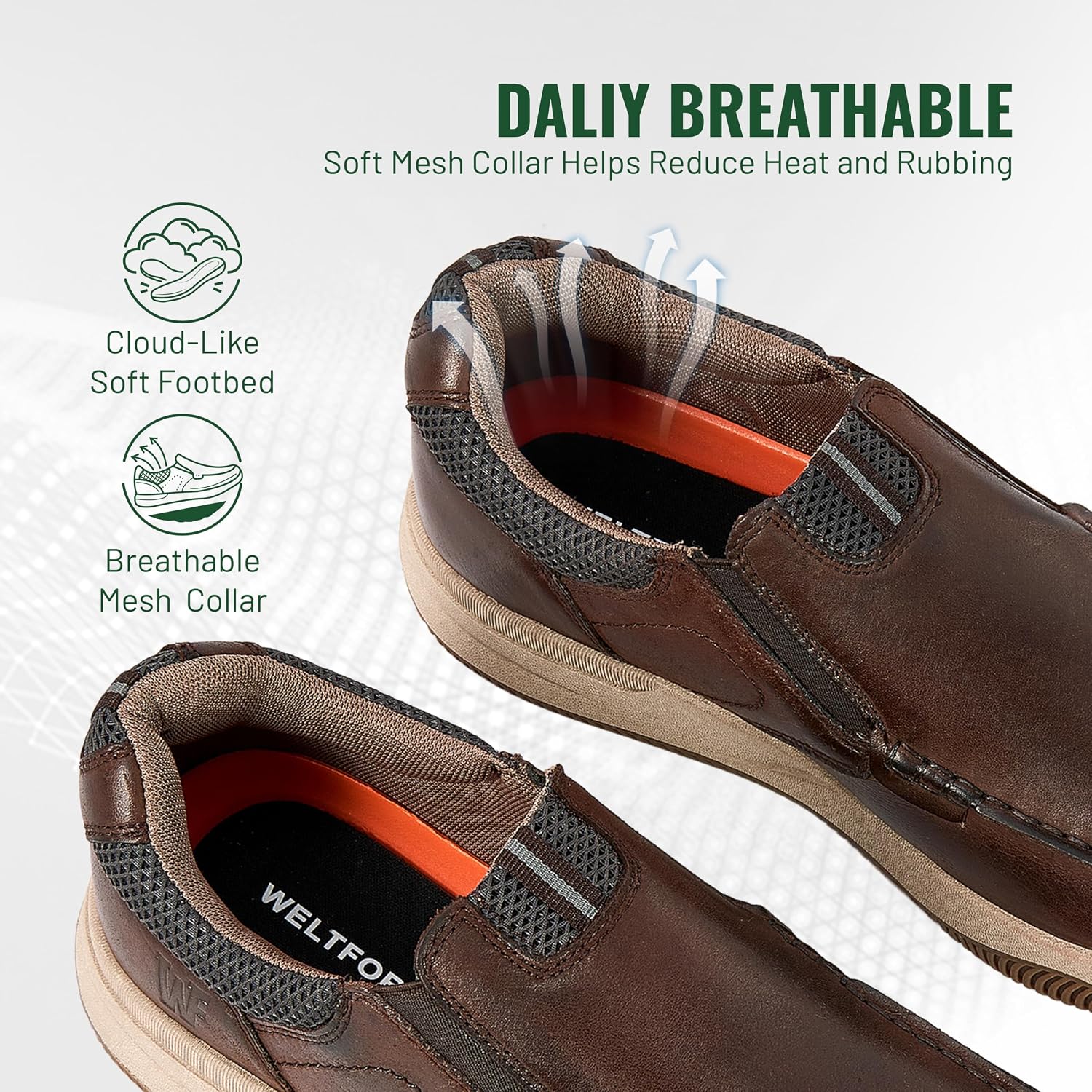 Men's Slip‑On Leather Loafers Breathable Moc Toe Casual Shoes