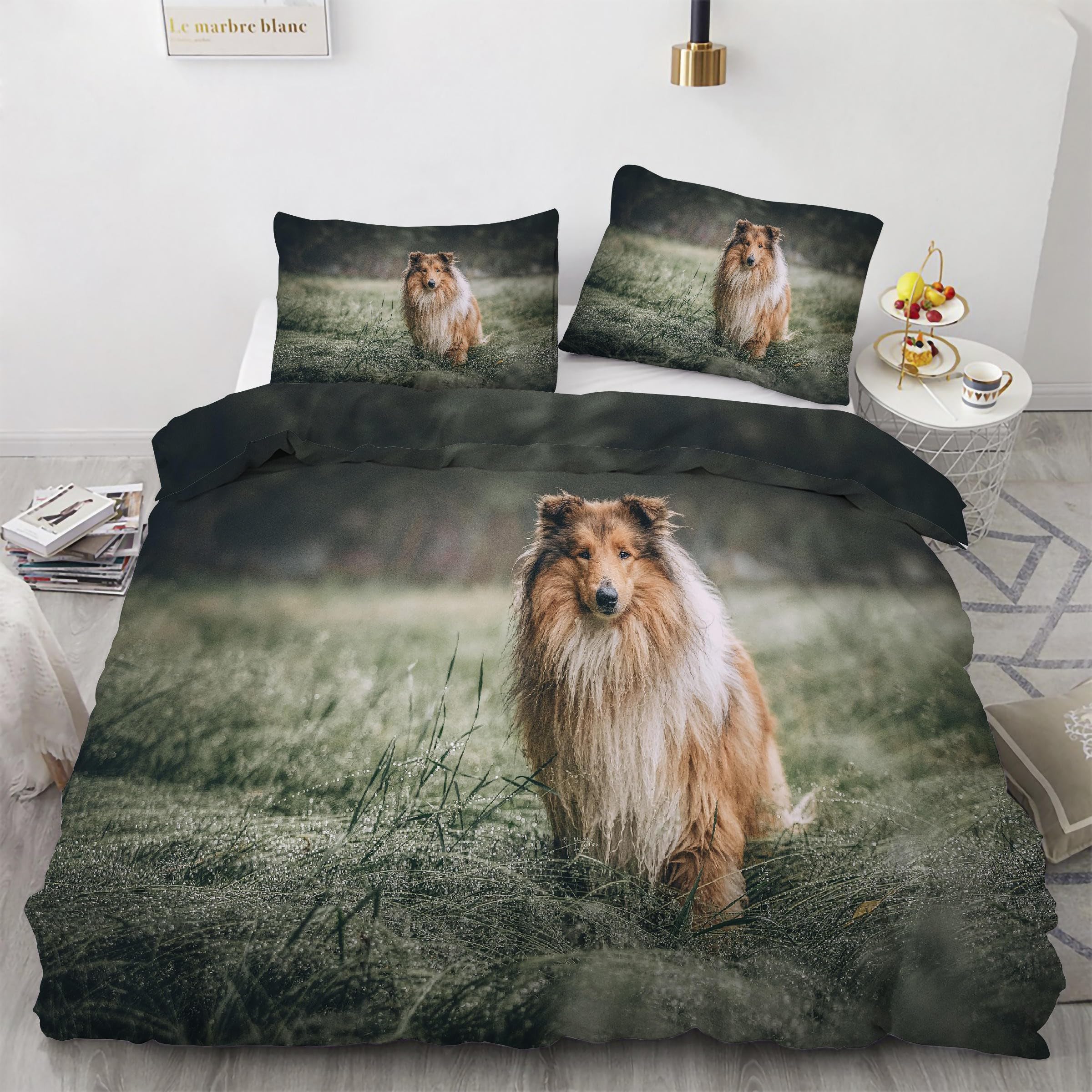 Housse de couette 240 x 260 animal sauvage avec 2 taies d'oreiller microfibre