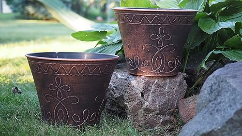 Miniatura 4 de Sapphire USA Maceta decorativa de 9 pulgadas, rústica, medievalfrancesa, maceta para cuarto de bebé, para interiores, exteriores, jardín, patio,