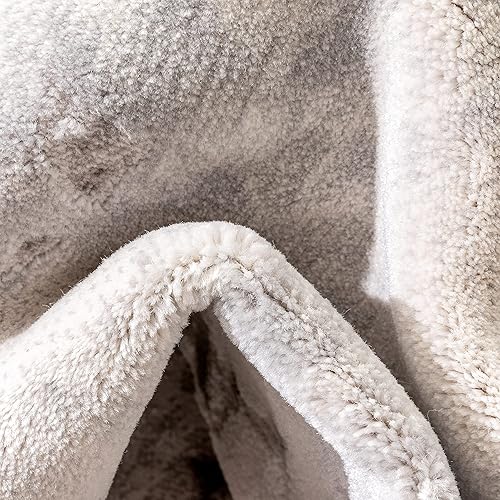 Miniatura 3 de Well Woven Fairmont Collection Huntington - Alfombra elegante y suave con borde de mármol gris dorado y marfil, de 9 x 13 pulgadas, perfecta para