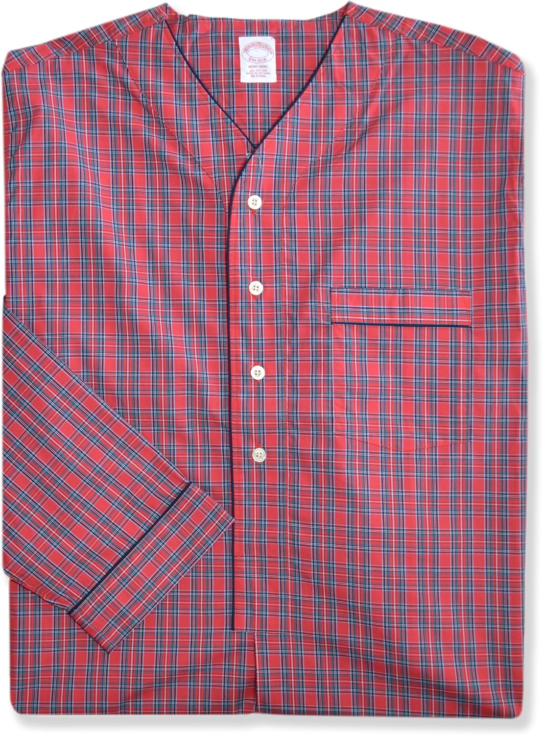 Brooks Brothers Mens Tartan Plaids All Cotton Knee Length Night Shirt Gown,