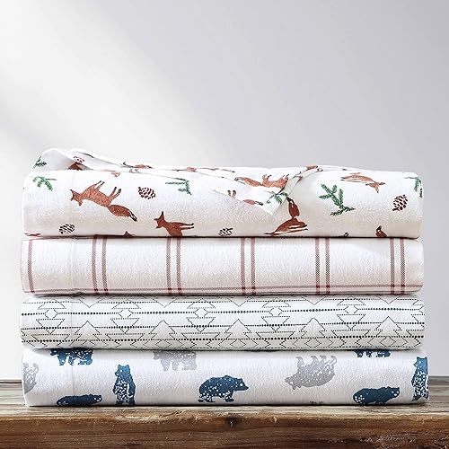 Miniatura 8 de Eddie Bauer - Juego de sábanas tamaño matrimonial, juego de ropa de cama de franela de algodón, cepillada para mayor suavidad, decoración acogedora