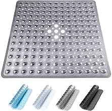ADOV Tappetino Doccia Antiscivolo, 53 x 53 cm Quadrato Tappeto Vasca con Forti Ventose e Fori di Drenaggio, Lavabile in Lavatrice, Asciugatura Rapida, Antimuffa, Tappeto Bagno Sicuro Antiscivolo