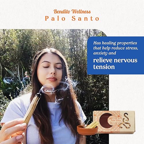 Miniatura 5 de Bendito Wellness Palo Santo Sticks - Paquete de 20 palitos de 3.88 oz, soporte gratuito, ecuatoriano, grado premium, alta resina, madera para