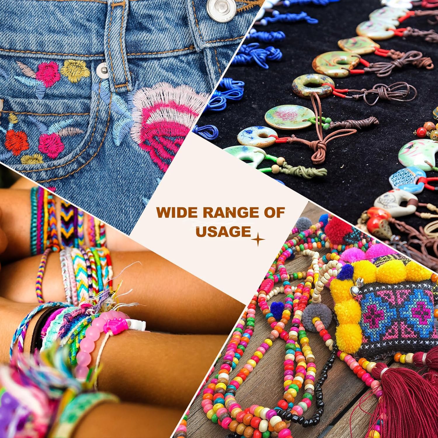 PATIKIL 284 Yard Flat Waxed Thread 150D 1mm Leather Sewing Cord for Repairing Shoes Bags Wallets Jewelry Making DIY Leather Craft, Khaki - Image 7