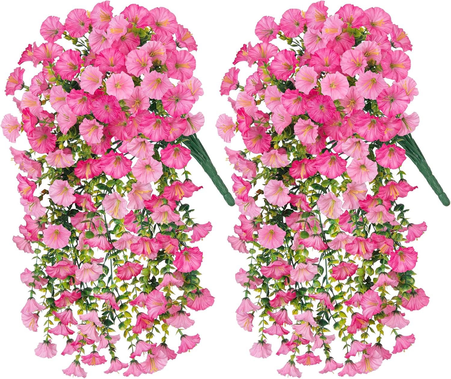 2 PCS Artificial Faux Hanging Flowers Plants for Outdoor Decor,Fake Silk Morning Glory with Eucalyptus UV Resistant Realistic Vine for Wall Home Porch Patio Balcony Yard Decor,Pink and Light Pink - Image 4