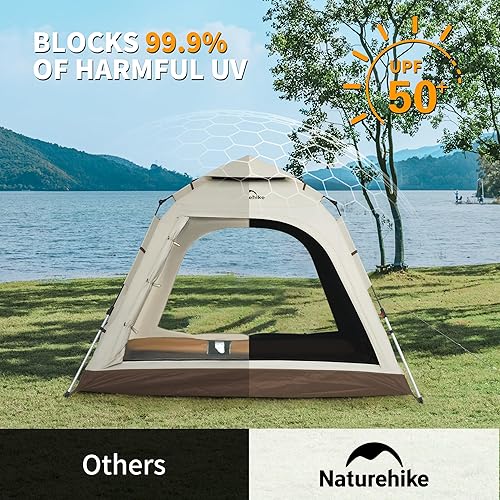 Miniatura 6 de Naturehike Upgraded Ango 3-4 Person Blackout Tent,Instant Pop up Tents for Camping, Waterproof Anti-UV Camping Tent