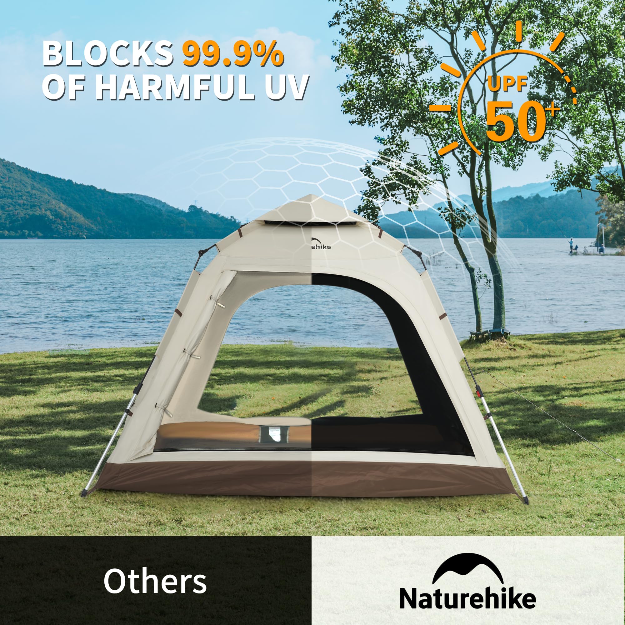 Naturehike Tenda Pop Up Tenda da Campeggio Automatica 3/4 Persone Tenda