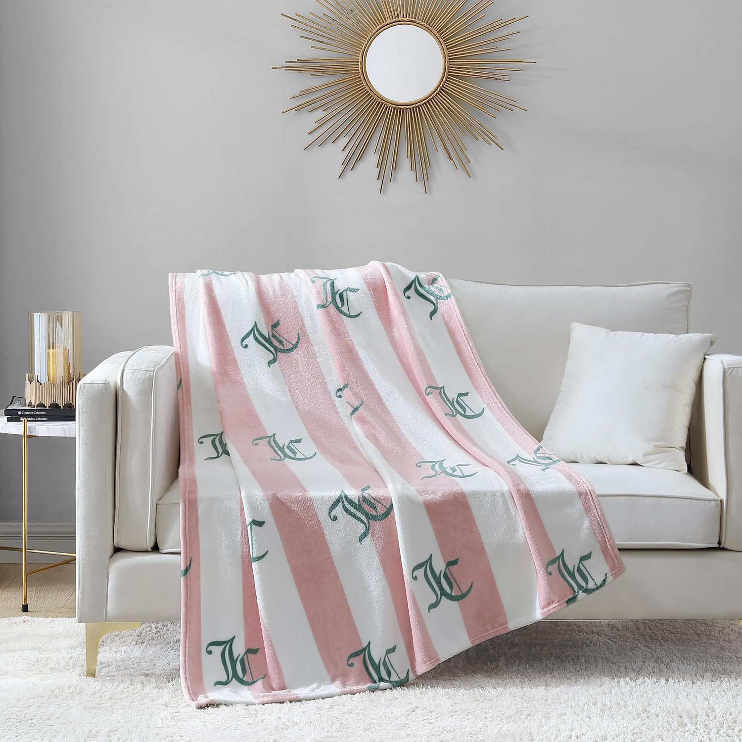 Juicy Couture Cabana Plush Pink Striped 50"X70" Fuzzy Throw Blanket - Luxurious Microfiber Plush Blanket for Ultimate Comfort and Cozy Warmth - Image 5