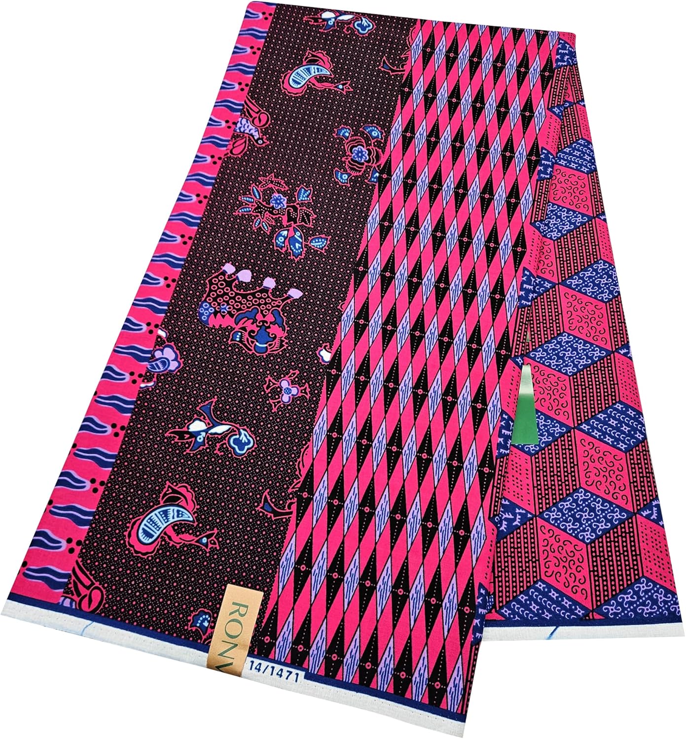 African Wax Fabric 6 Yards 100% Cotton – Vibrant Ethnic Print Fabric for Party Outfits, DIY Crafts, Scarves, Aprons, and Home Decor (2P3-4)