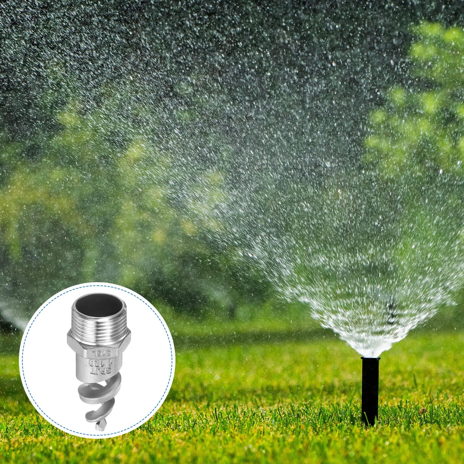 sourcing map 5 ugelli a spirale conici, PT maschio da 2,5 cm, in acciaio inox 316L, per rimuovere la polvere, spruzzatore atomizzatore, irrigatore per irrigazione da giardino, raffreddamento a gas