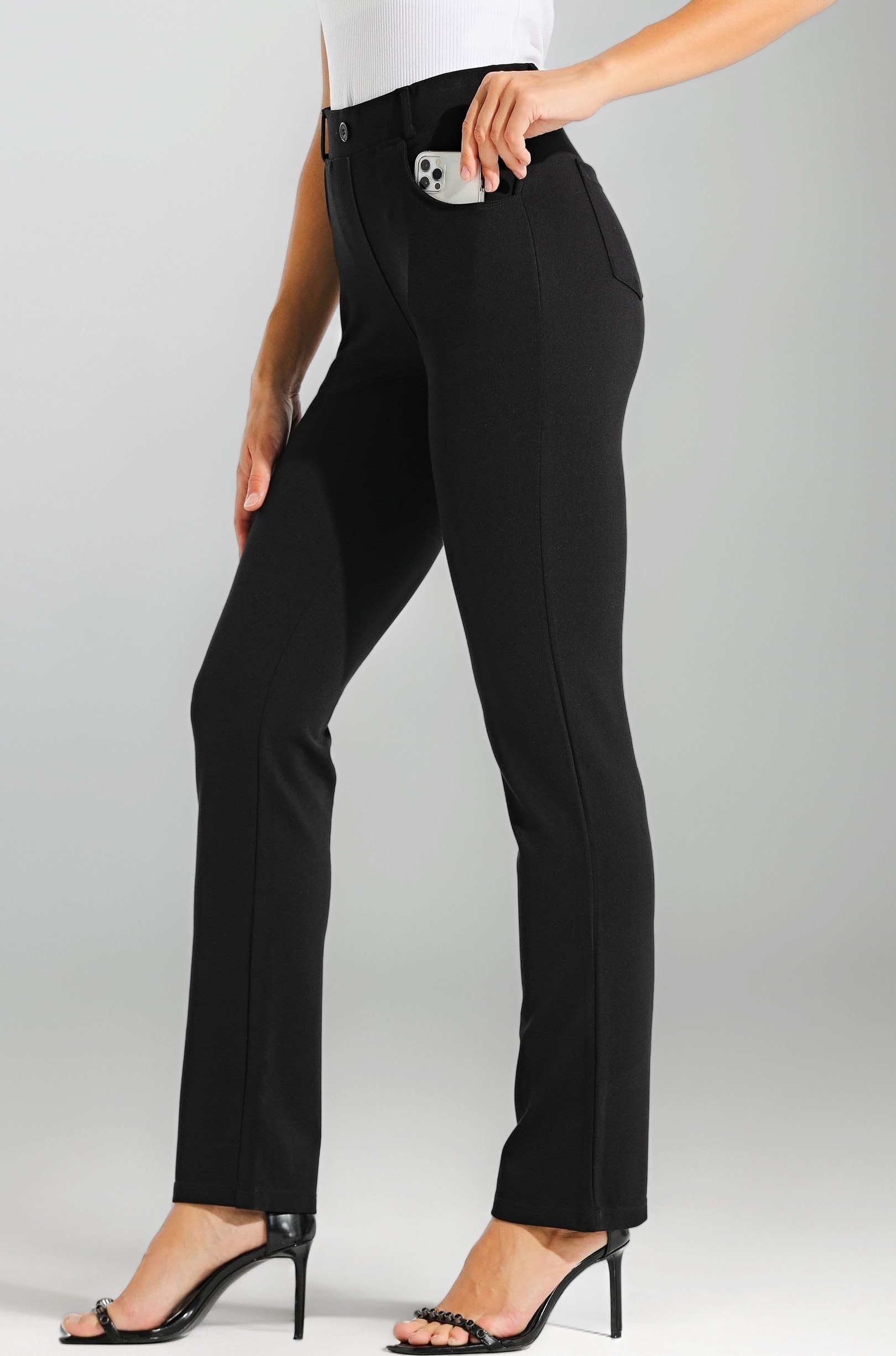 Willit Women's Yoga Dress Pants 29"/31" Straight Leg Stretchy Office Casual Yoga Work Slacks Petite/Regular with 4 Pockets