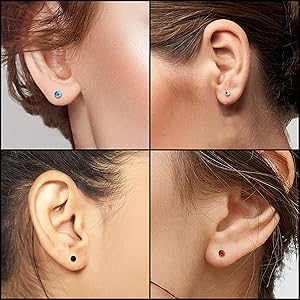 20 Paia Orecchini Piercing Trago Con Zirconi - 4mm, 9 Colori, Acciaio Ipoallergenico - Foto 2