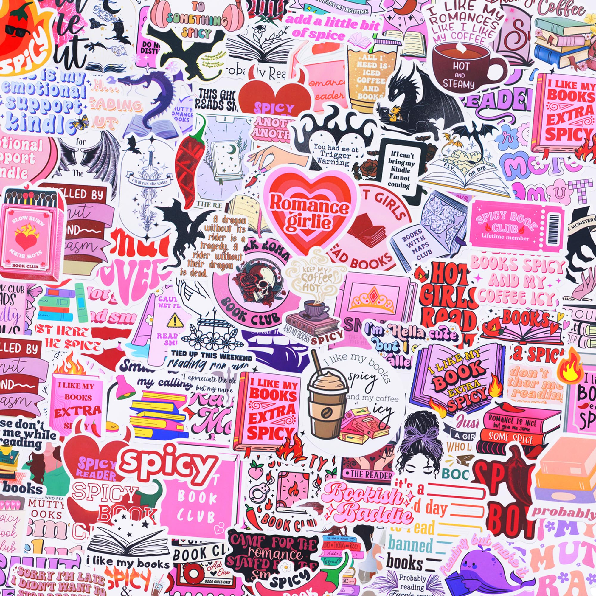 100 PCS Book Stickers for Kindle, Adult Bookish Sticker Pack - Waterproof Vinyl Spicy Spooky Booktok Decals for Laptop, IPAD, Ebook Reader, Water