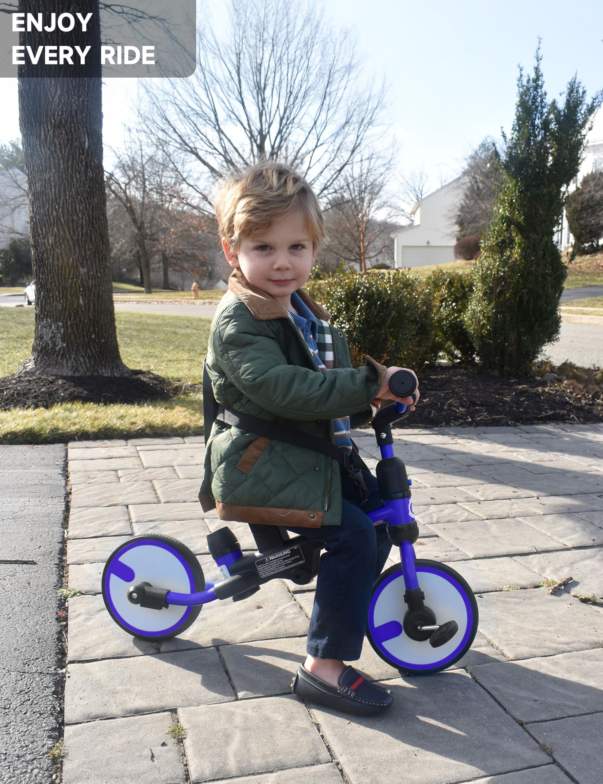 Besrey Triciclo Bambini 5 in 1 – Triciclo Evolutivo con Maniglione e Ruota di Scorta, Bici Senza Pedali per Bambini da 18 Mesi Dotato di Schienale e Cintura, Regalo Compleanno per Bambini (Blu scuro)