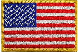 American Flag Embroidered Patch- Gold Border