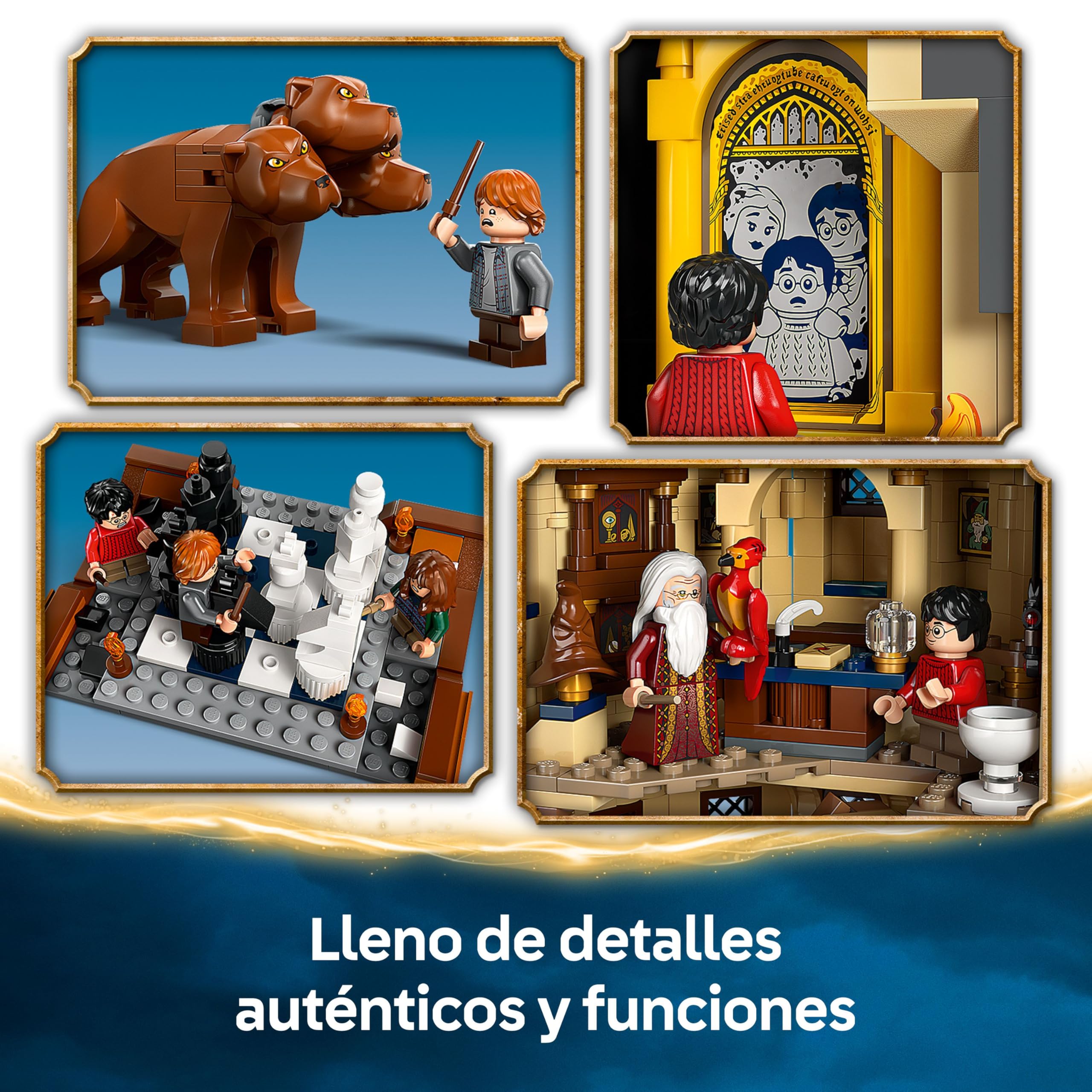 LEGO Harry Potter Castillo de Hogwarts: Torre Central - Castillo de Juguete con Cuarto de Llaves Voladoras y Ajedrez Mágico - 12 Minifiguras - Regalo para Niñas y Niños de 10+ Años 76454