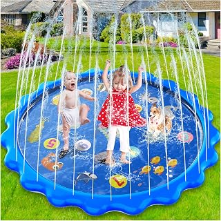 MOZOOSON Wasserspielmatte, Sprinklermatte Kinder Wasserspielzeug Splash Pad