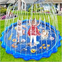 Toddler Toys - Splash Pad, 68"/170cm Sprinkler & Splash Play Mat for Toddlers Dogs, Inflatable Outdoor Sprinkler Pad Wading Pool with 5 Patches for Kids Age 3+, Water Toys for Summer Garden Beach