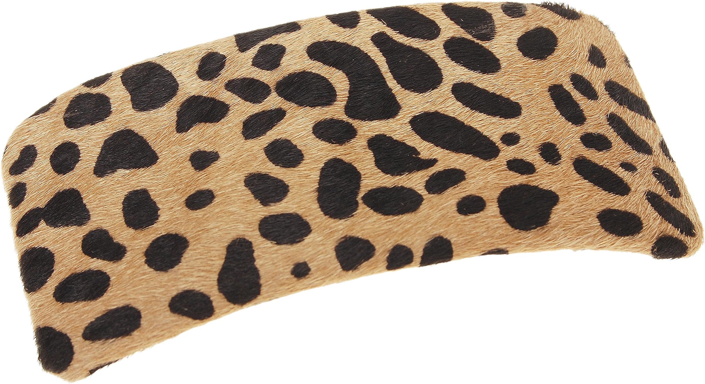L. Erickson USA Hair Calf Large Rectangle Barrette - Sand Leopard