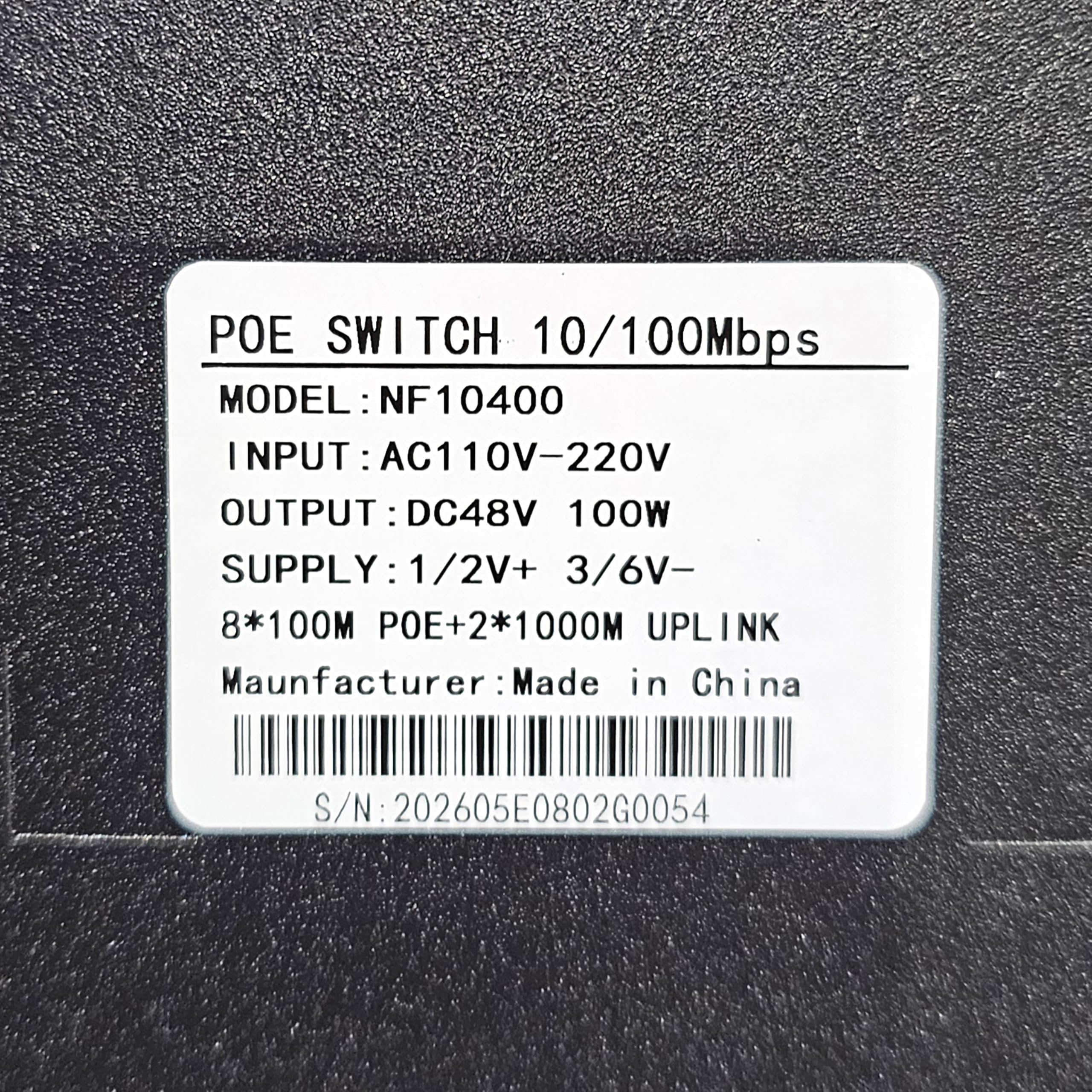 GSS Pro Switch PoE 8 Ports + 2 Uplink Gigabit, Commutateur Réseau Non Géré 120W, Norme IEEE 802.3af/at, Plug & Play, pour Caméras IP Vidéosurveillance et NVR
